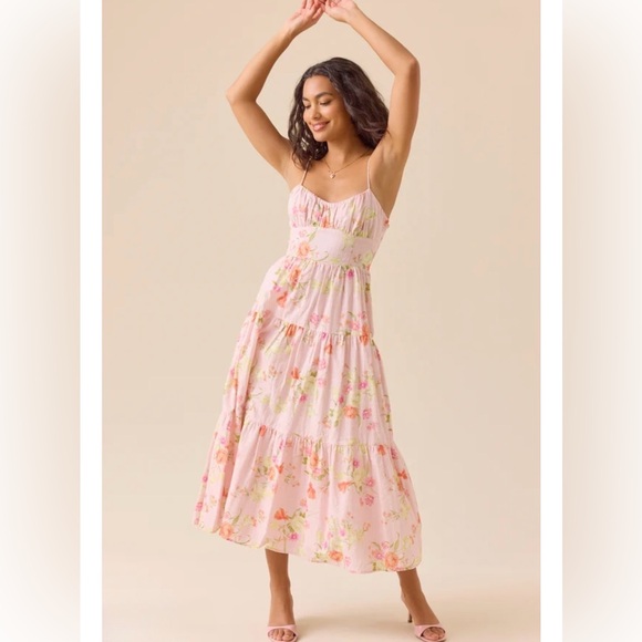 Altar’d State Shelley Floral Midi Maxi Dress Pink NWT Size Small - Picture 6 of 6